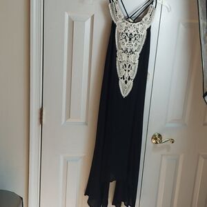 Altar'd State Black Halter Crochet Top Dress Sz S